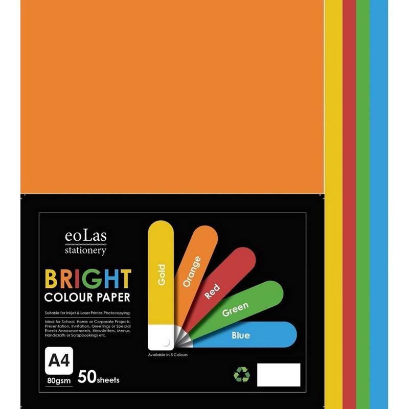 A4 Bright Assorted Colour Paper 80gsm Pack of 50