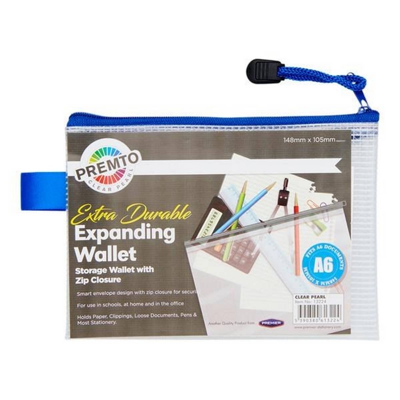 A6+ Extra Durable Expanding Mesh Wallet  Clear Pearl