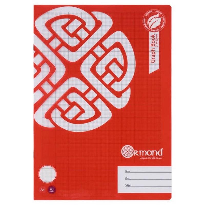 Ormond A4 40 Page Durable Cover Graph Book