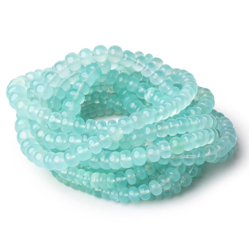 5-9mm Seafoam Blue Chalcedony Plain Rondelle Beads 16 inch 93 pieces (ONLINE ORDER ONLY)