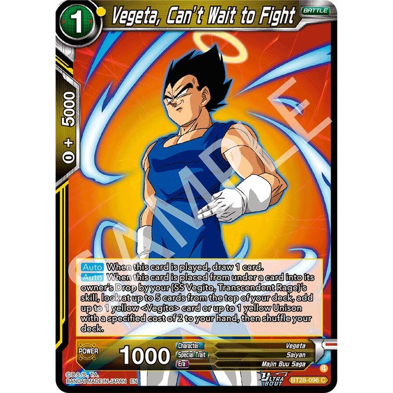 Vegeta, Can’t Wait to Fight (BT28-096) [Prismatic Clash] (ONLINE ORDER ONLY)