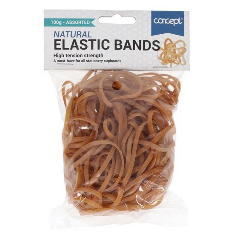 100g Bag Elastic Bands Asst Sizes