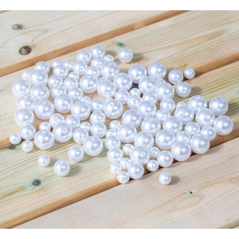 Pearlescent Like Beads  White  Pack 100