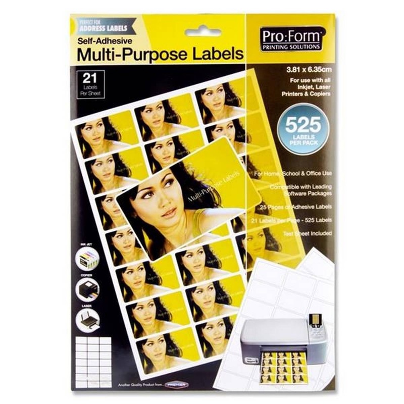 Pro:Form 25 Sheets  21 Labels 63.5x38mm