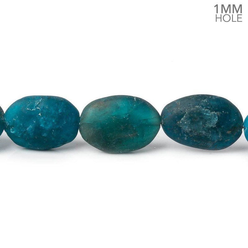 8×5-15x9mm Matte Neon Blue Apatite plain nuggets 7.5 inch 13 beads (ONLINE ORDER ONLY)