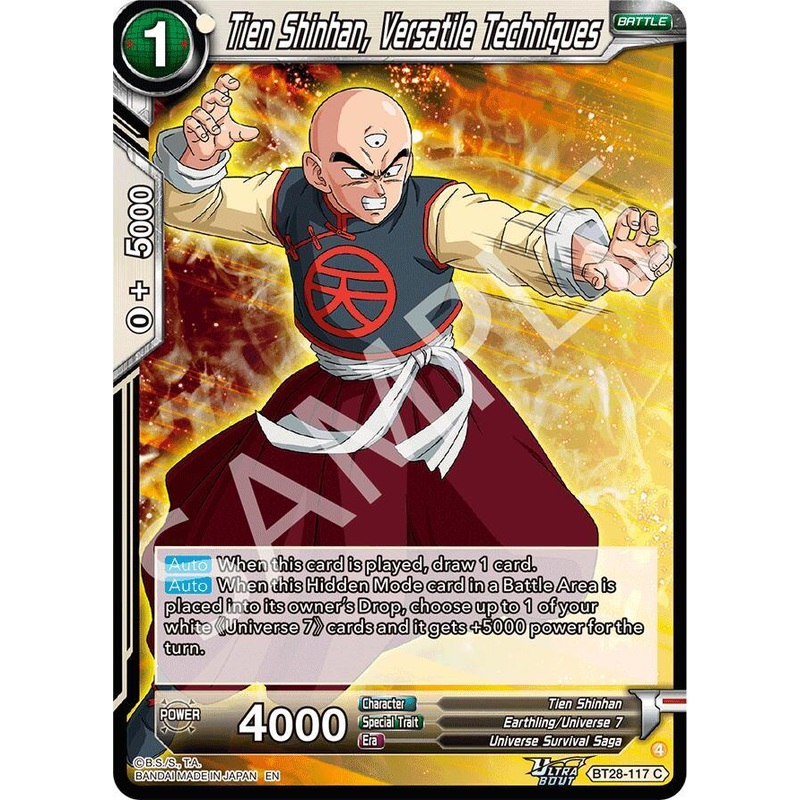 Tien Shinhan, Versatile Techniques (BT28-117) [Prismatic Clash] (ONLINE ORDER ONLY)