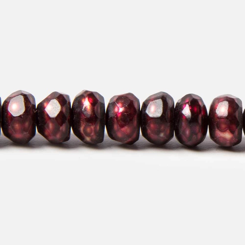 7mm Ruby Red faceted button center drill freshwater Pearls 16 inch 91 pieces (ONLINE ORDER ONLY)