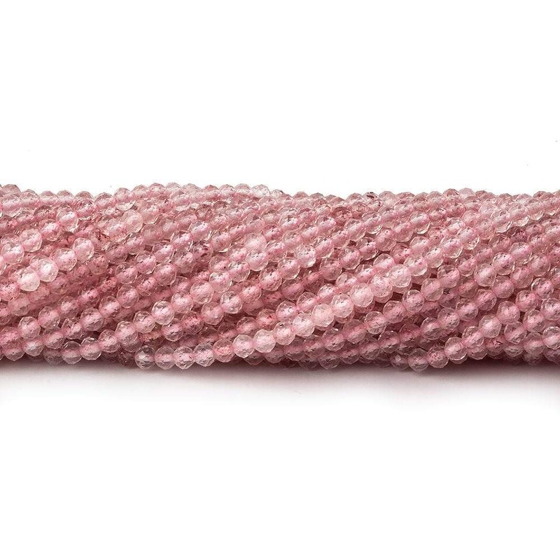 2.5mm Strawberry Quartz micro-faceted rounds 13 inch 175 beads (ONLINE ORDER ONLY)