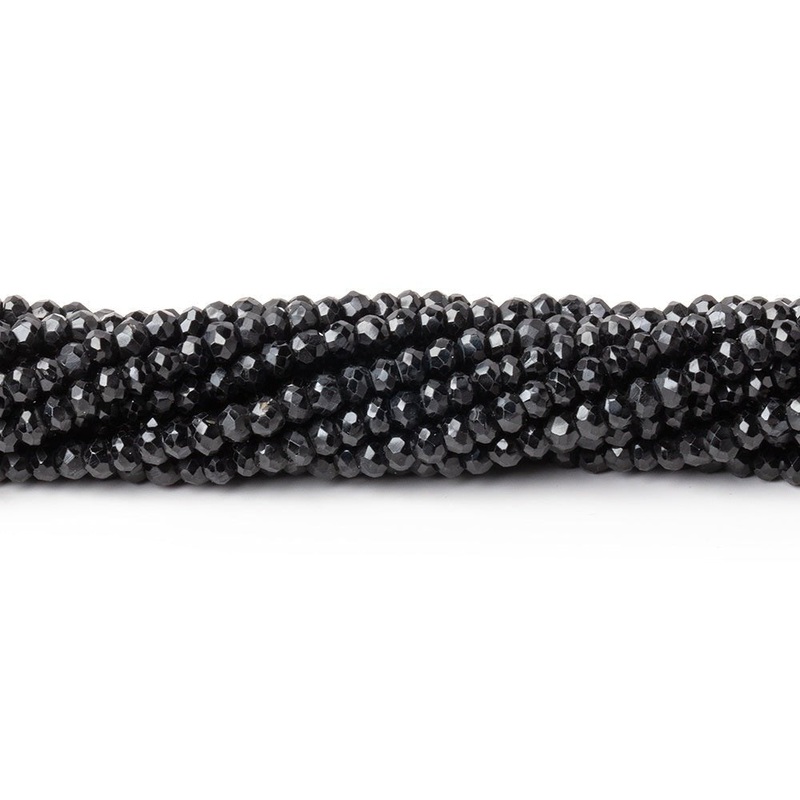 3mm Black Spinel Faceted Rondelle Beads 13.5 inch 150 pieces (ONLINE ORDER ONLY)