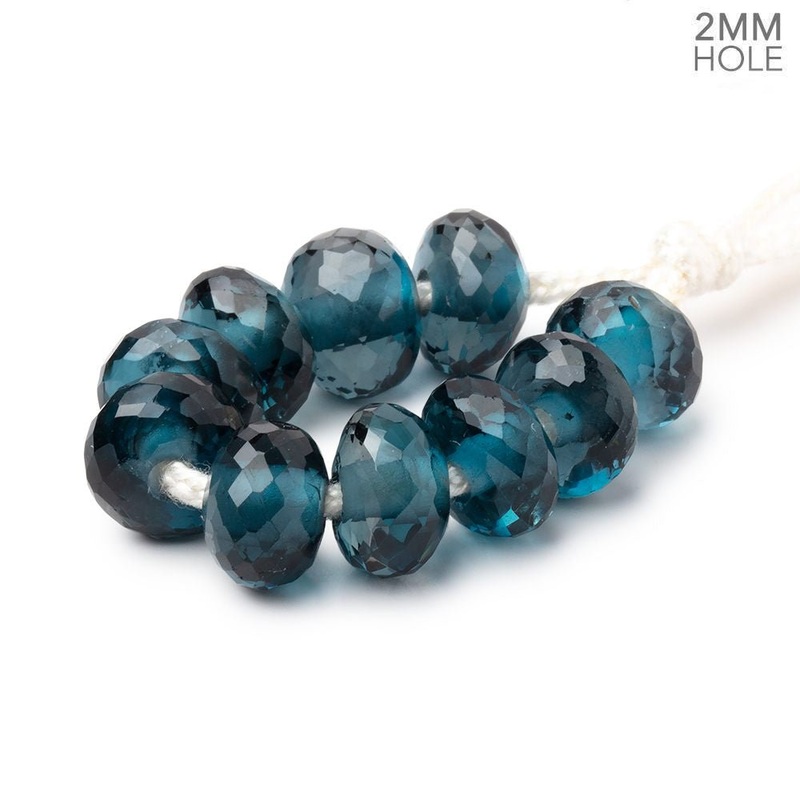 9-9.5mm London Blue Topaz 2mm Large Hole Faceted Rondelle Set of 10 Beads AAA (ONLINE ORDER ONLY)