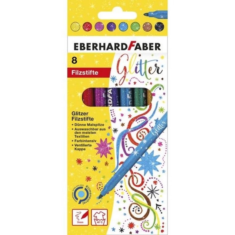 Glitter Felt Tip Pens Set of 8
