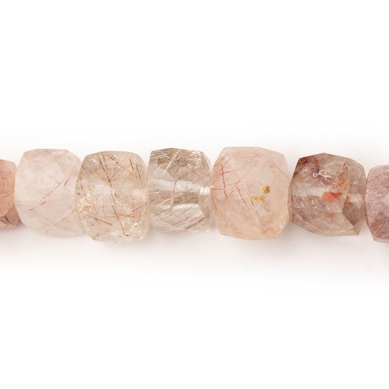 7-8mm Rutilated Quartz Faceted Cube Beads 8 inch 30 pieces (ONLINE ORDER ONLY)