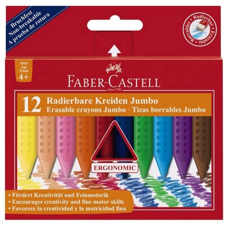 Faber Castell Erasable Jumbo Grip Crayons Box of 12