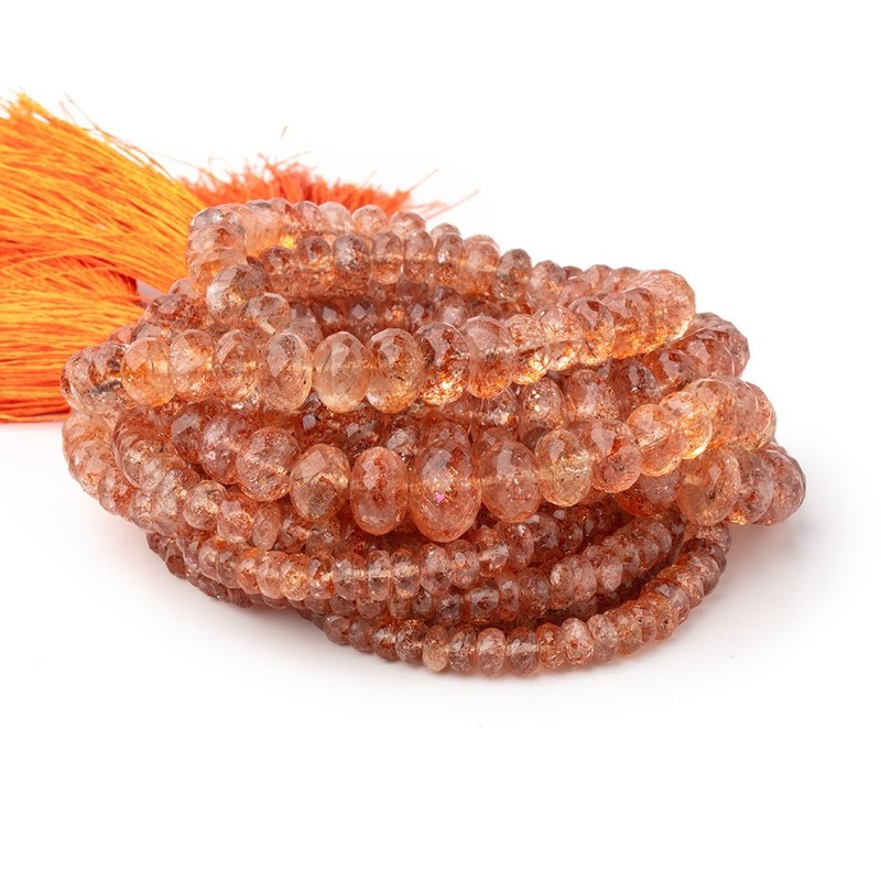 4-9mm Sunstone Faceted Rondelle Beads 18 inch 145 pieces AA (ONLINE ORDER ONLY)