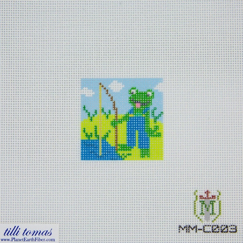 Fishing Frog Needlepoint Canvas  2×2, 18 Mesh by Misty Morrow (ONLINE ORDER ONLY)