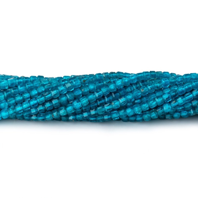 2.2mm Neon Blue Apatite Micro Faceted Cube Beads 12.5 inch 138 pieces (ONLINE ORDER ONLY)