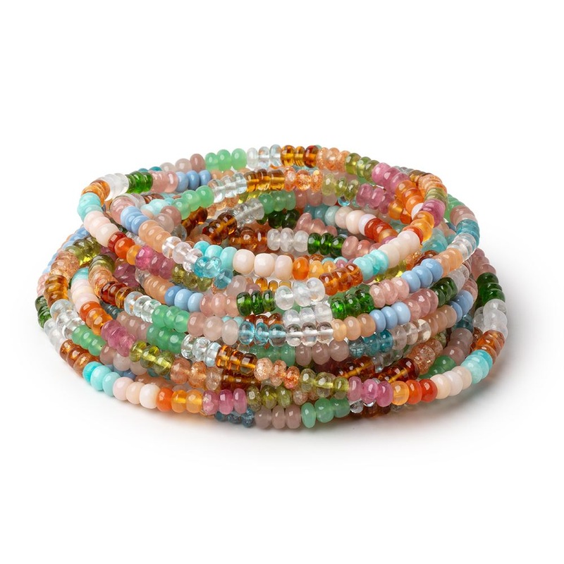 4mm Multi Gemstone Plain Rondelle Beads 36 inch 366 pieces AA (ONLINE ORDER ONLY)