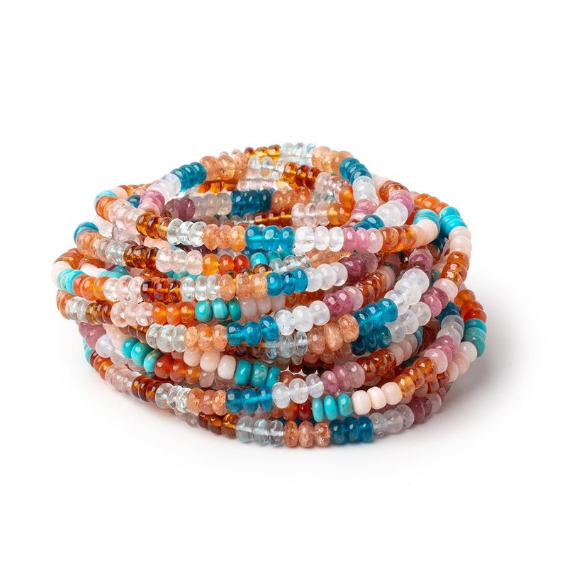 4-5mm Multi Gemstone Plain Rondelles 36 inch 330 Beads AA (ONLINE ORDER ONLY)