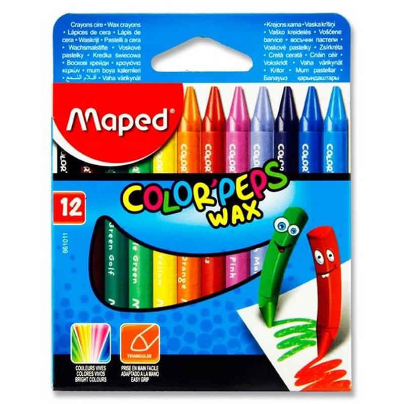 Maped Box of 12 Colorpeps Triangular Wax Crayons