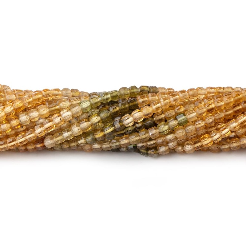 2.2mm Multi Color Tourmaline Micro Faceted Cube Beads 12.5 inch 140 pieces (ONLINE ORDER ONLY)