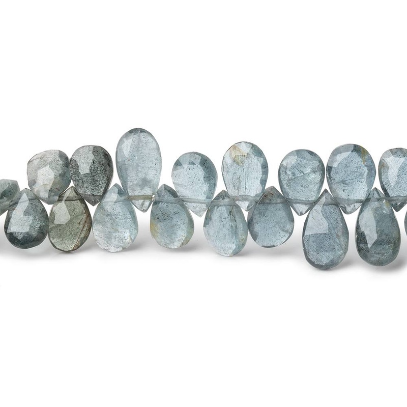 7-8mm Moss Aquamarine Faceted Pear Beads 8 inch 64 pieces (ONLINE ORDER ONLY)