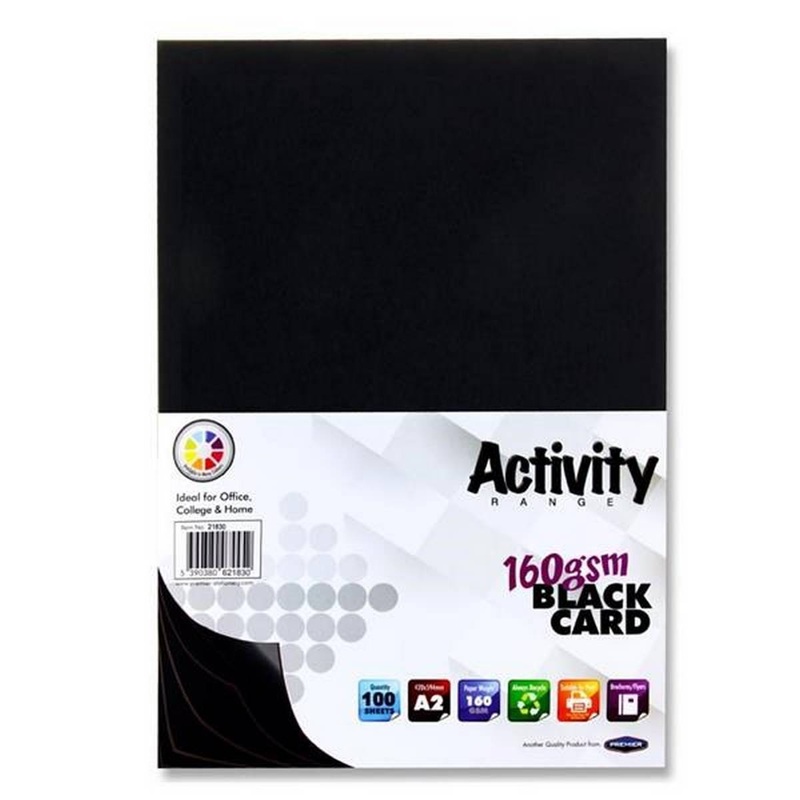 Premier Activity Large A2 160gsm Card 50 Sheets  Black