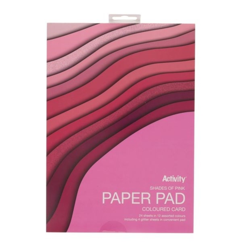 A4 Card Pad 24 Sheets  Shades of Pink