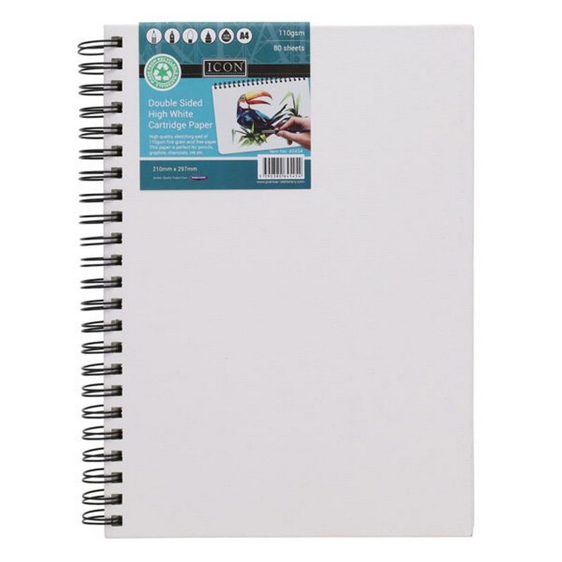 Icon A4 110gsm Spiral Sketch Pad 80 Sheets