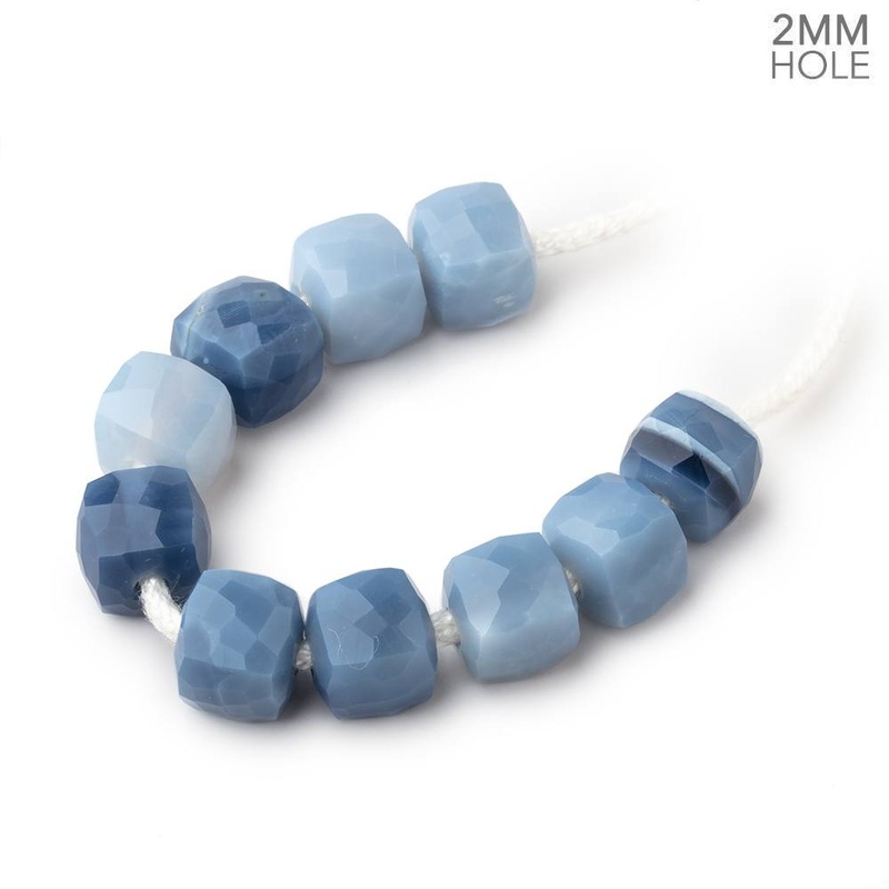 8mm Owyhee Denim Blue Opal 2mm Large Hole Faceted Cube Beads Set of 10 (ONLINE ORDER ONLY)
