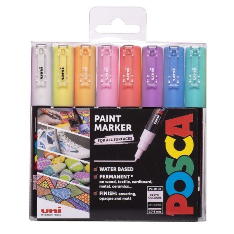 Posca Paint Marker Extra Fine Tip Pack of 8 Assorted Pastel
