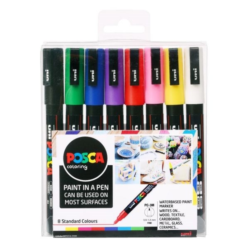 Posca Paint Marker Fine Tip Pack of 8 Assorted