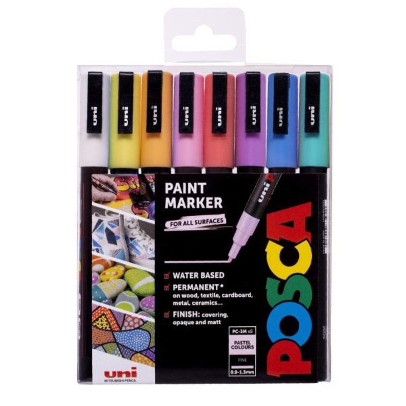 Posca Paint Marker Fine Tip Pack of 8 Assorted Pastel