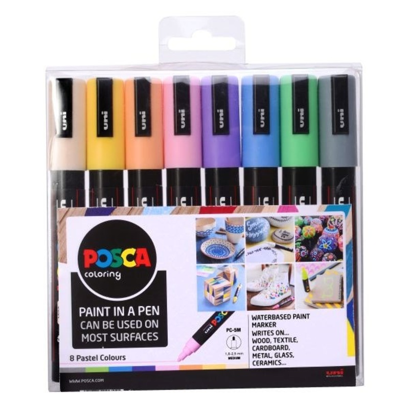 Posca Paint Marker Medium Tip Pack of 8 Assorted Pastel