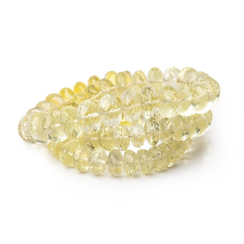 6-10.5mm Lemon Quartz Faceted Rondelles 16 inch 81 Beads AA (ONLINE ORDER ONLY)