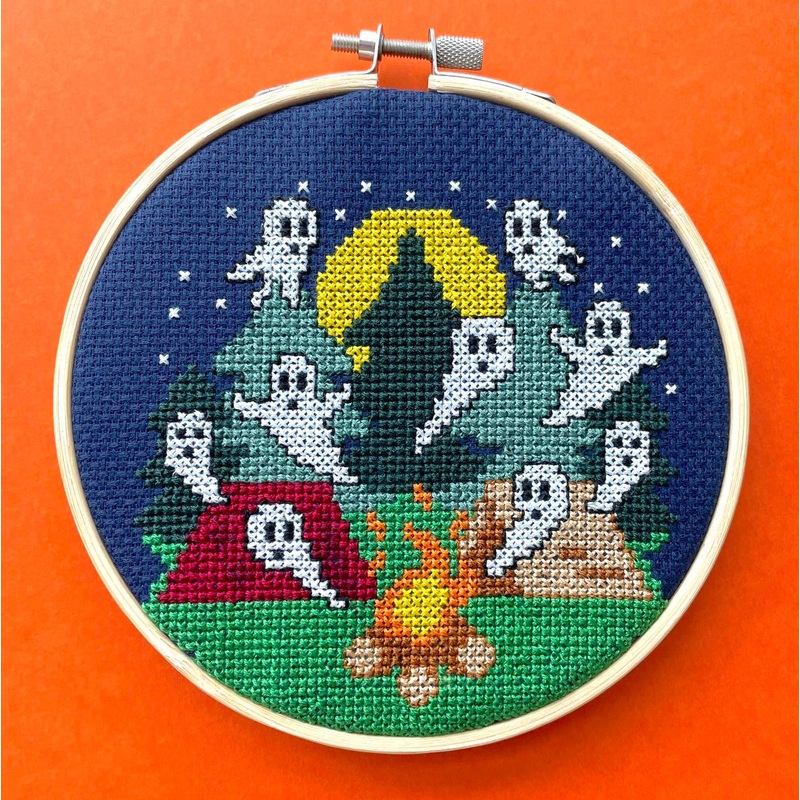 Campfire Stories Cross Stitch Kit  Spooky Campfire Ghost Scene (5) (ONLINE ORDER ONLY)