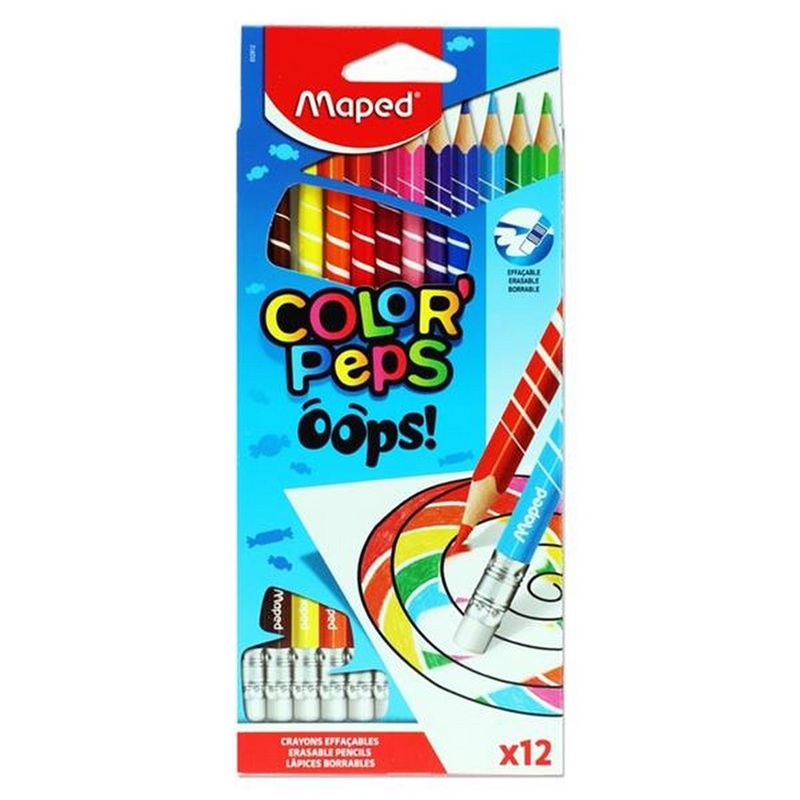 Maped Box 12 Erasable Colouring Pencils  Oops
