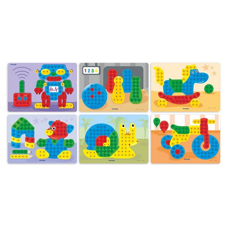 Miniland Pegs 15 mm: 6 Patterns Pack Primary Colours