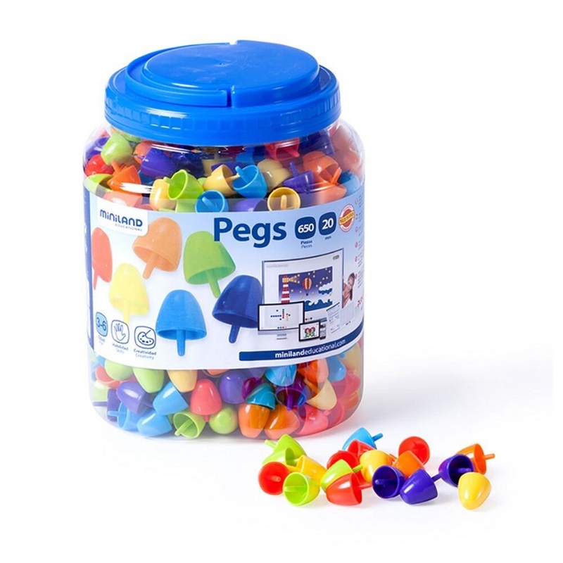 Miniland Pegs 20 mm (650 pieces)  Bright Colours