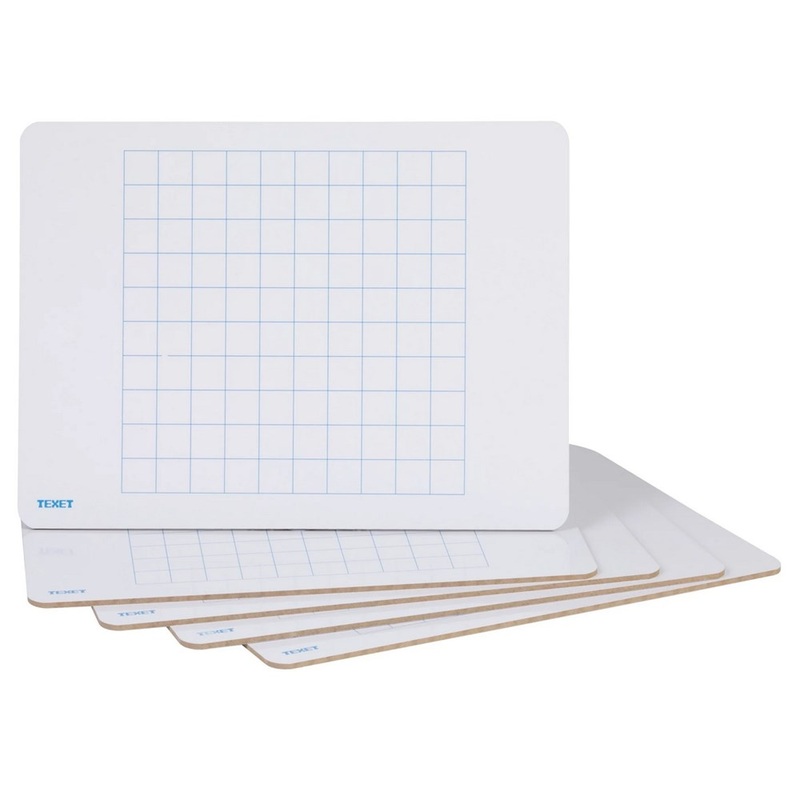 Texet A4 Rigid Maths 100 Square Grid Whiteboard Pack of 5