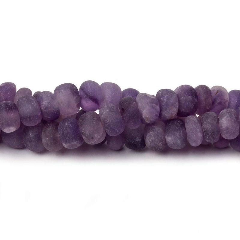 6.5-7.5mm Matte Amethyst plain rondelles 7.5 inch 40 beads A (ONLINE ORDER ONLY)