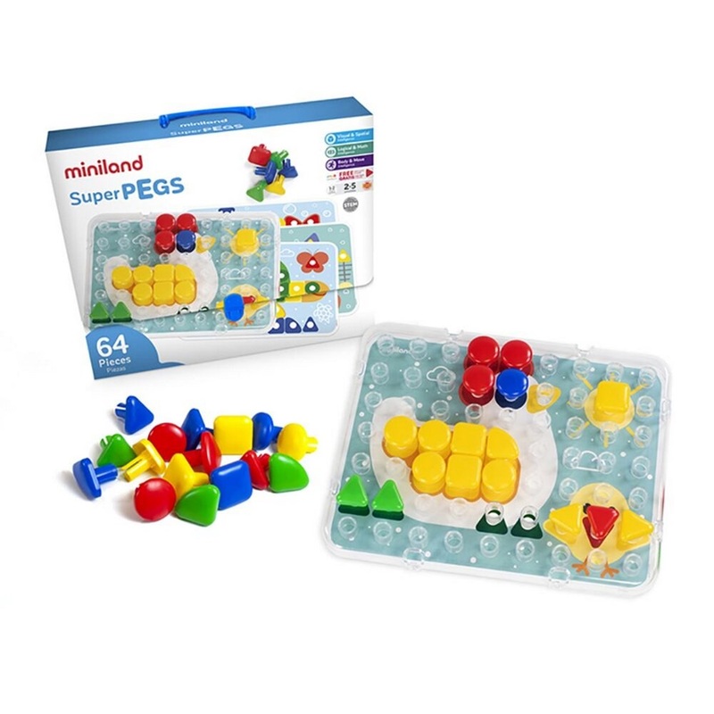Miniland Superpegs (64 pieces)  Primary Colors