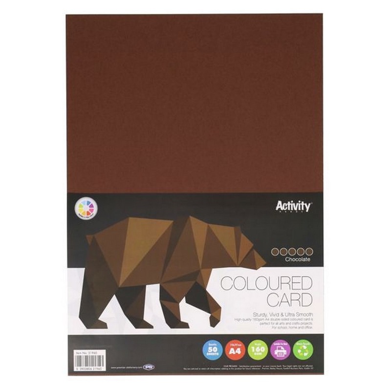 A4 Chocolate Brown Card 160gsm (Pack of 50 sheets)