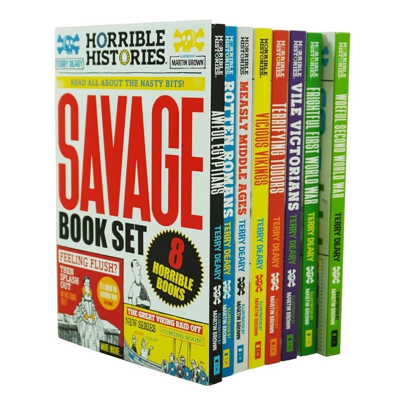 Horrible Histories Savage By Terry Deary 8 Book Collection Set  Ages 7+  Paperback