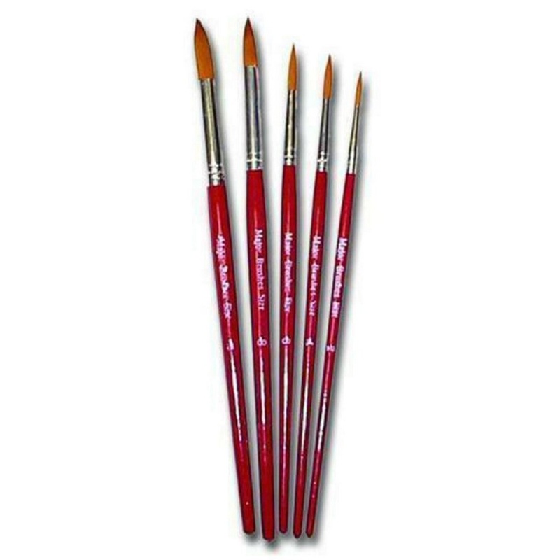 Red Synthetic Round Sable Paint Brushes Size 12  Pack of 10