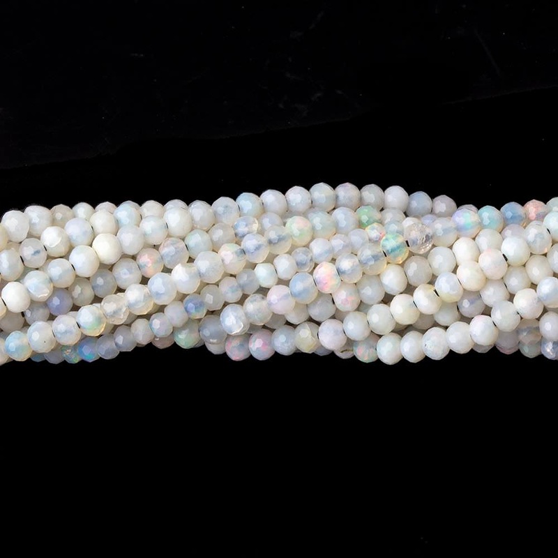 2.5mm Australian Grey Beige Opal micro faceted rondelles 12.5 inch 145 beads (ONLINE ORDER ONLY)