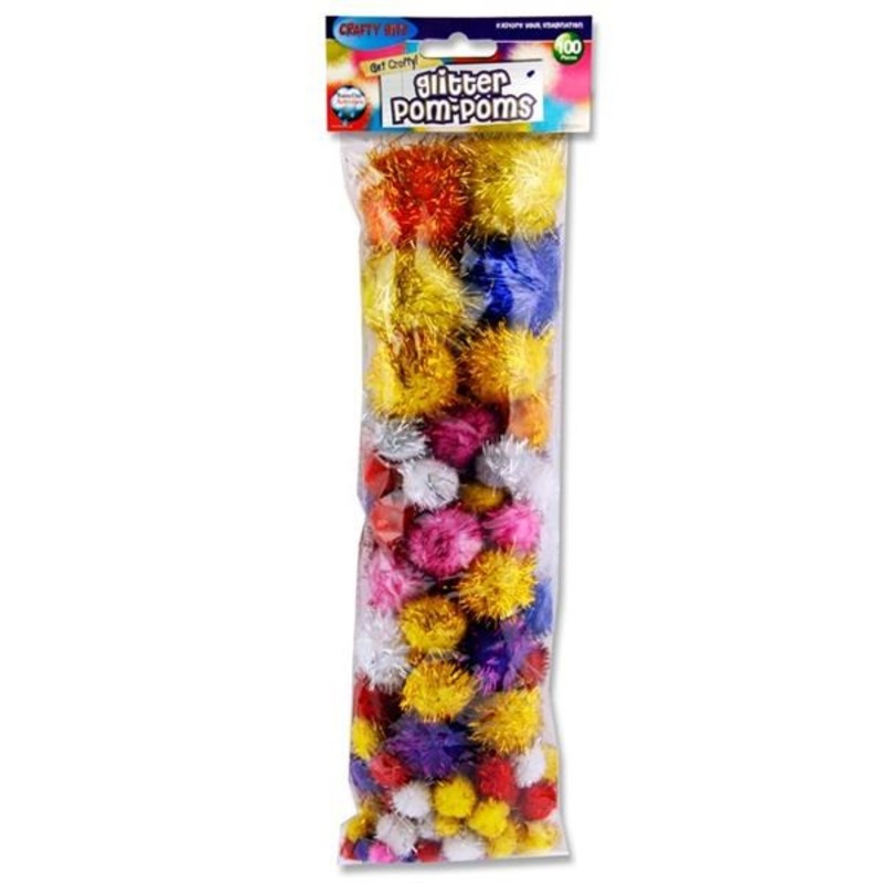 Crafty Bitz Glitter Pom Poms Pack of 100