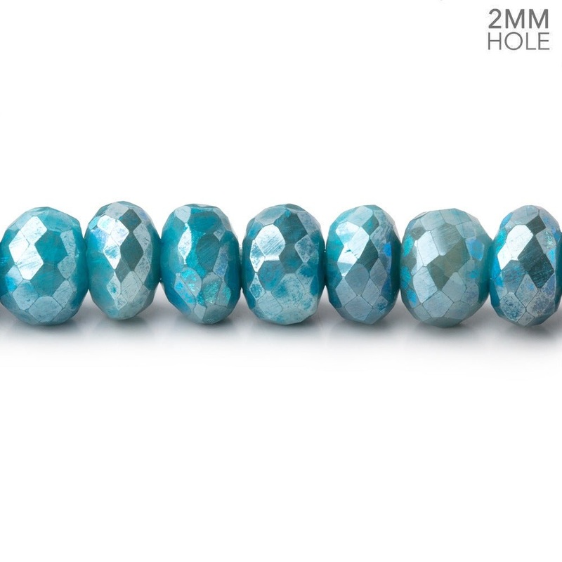 8-8.5mm Mystic Teal Moonstone 2mm Large Hole Faceted Rondelles 8 inch 35 Beads (ONLINE ORDER ONLY)
