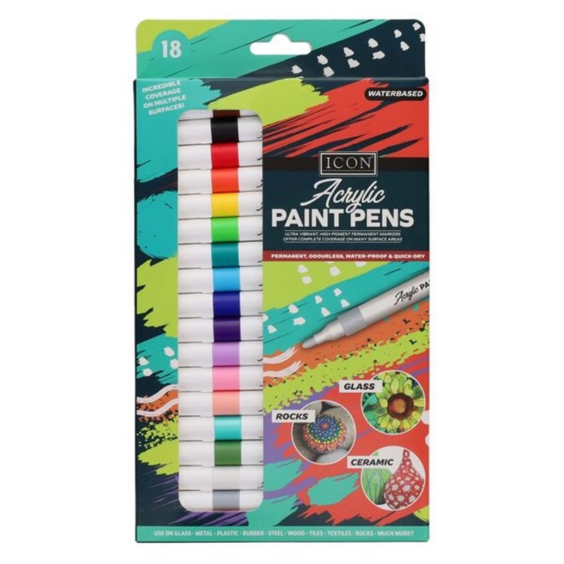 Icon Acrylic Paint Pens Pack of 18