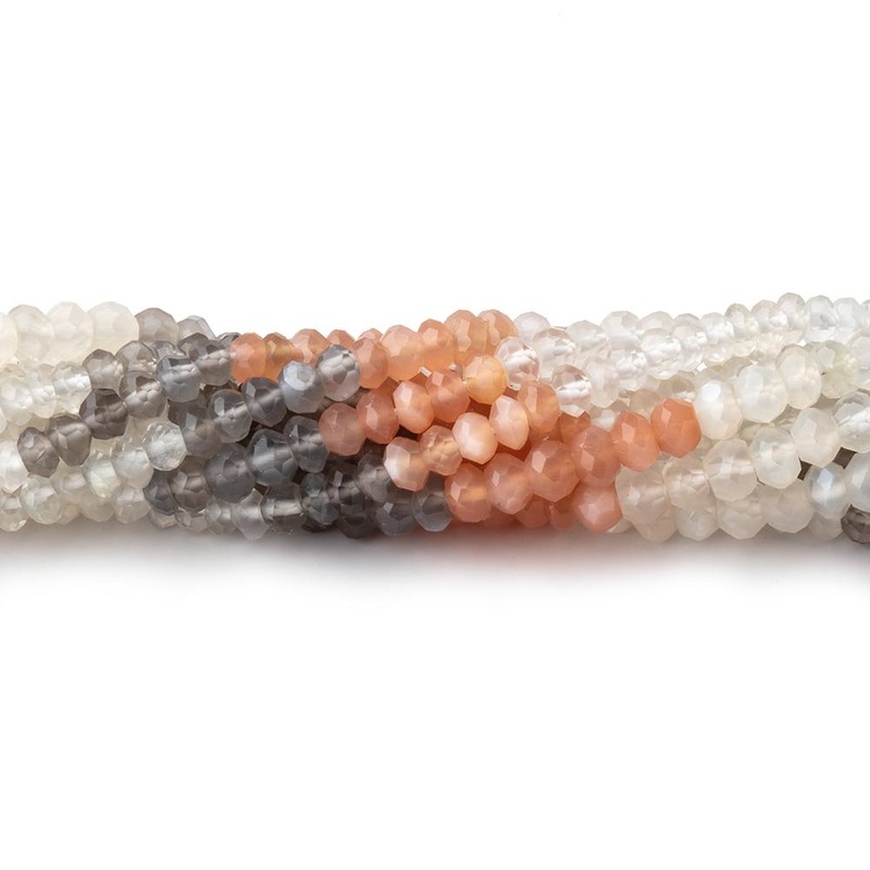 3.5-4mm Multi Color Moonstone Faceted Rondelle Beads 14 inches 134 pieces (ONLINE ORDER ONLY)