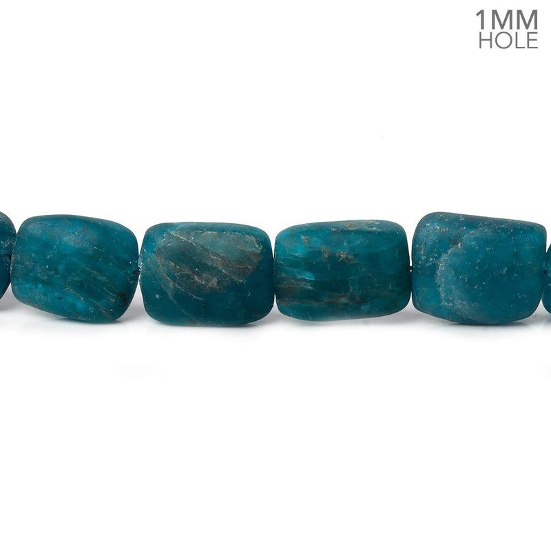9x8x4-11x7x4mm Matte Neon Blue Apatite straight drilled plain rectangles 7.5 inch 19 beads (ONLINE ORDER ONLY)